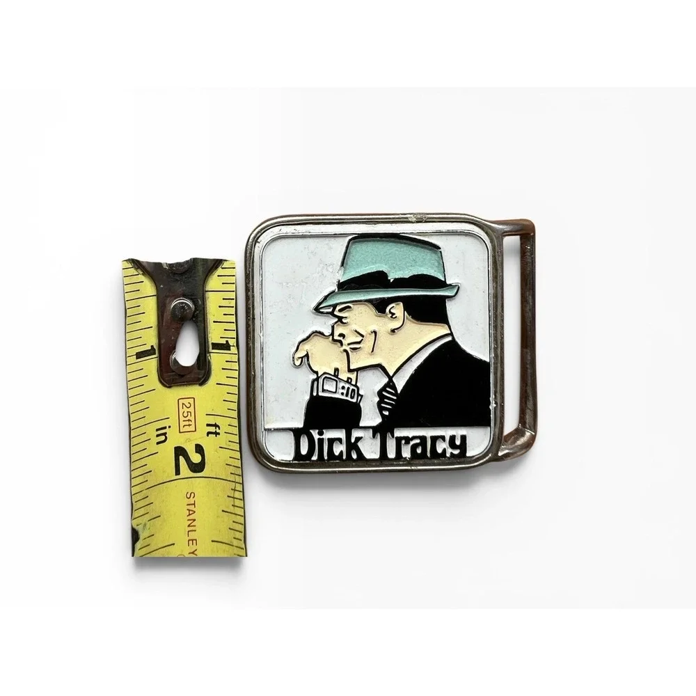 Vintage Dick Tracy Enamel Belt Buckle Pyramid Belt Co NY Comic Detective RARE